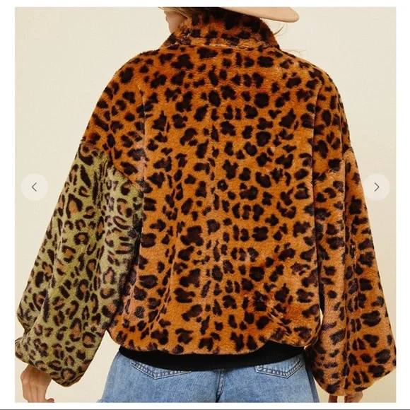 ✨LAST ONE✨Stylish Leopard Faux Fur Zip Up Fabulous Jacket - Picture 6 of 6